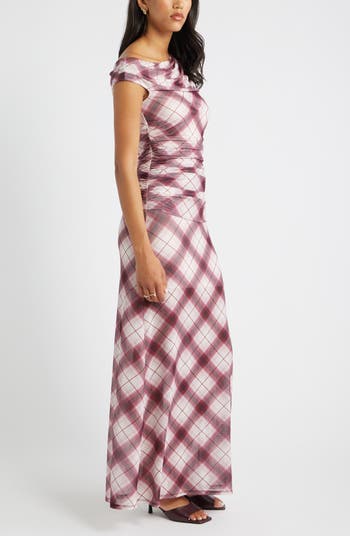 One-Shoulder Mesh Maxi Dress
