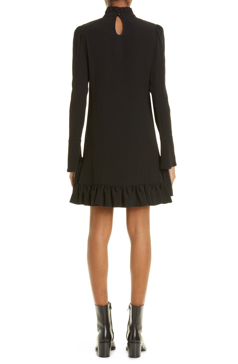 Rabanne Gathered Ruffle Hem Long Sleeve Minidress, Alternate, color,