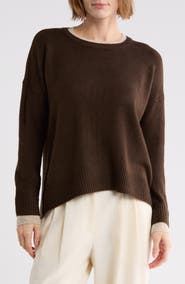 Halogen® Tipped Crewneck Sweater