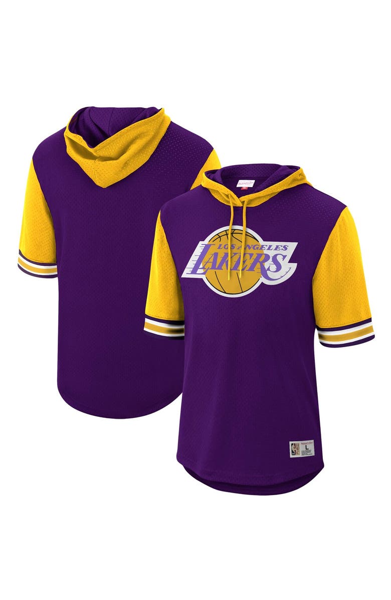 Mitchell & Ness Men's Mitchell & Ness Purple Los Angeles Lakers Hardwood Classics Buzzer Beater Mesh Pullover Hoodie, Alternate, color, 