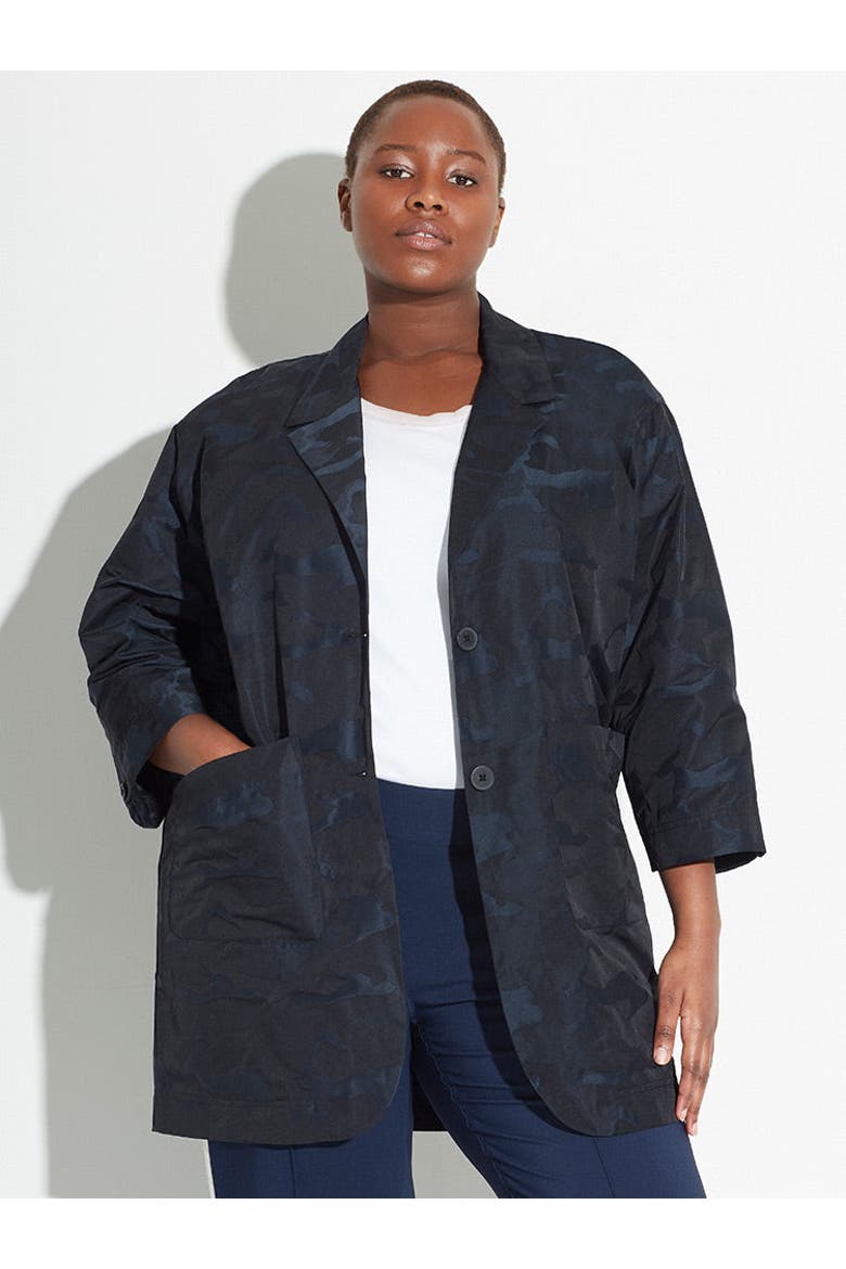 Jacquard Blazer Plus Size, Main, color, NAVY JACQUARD