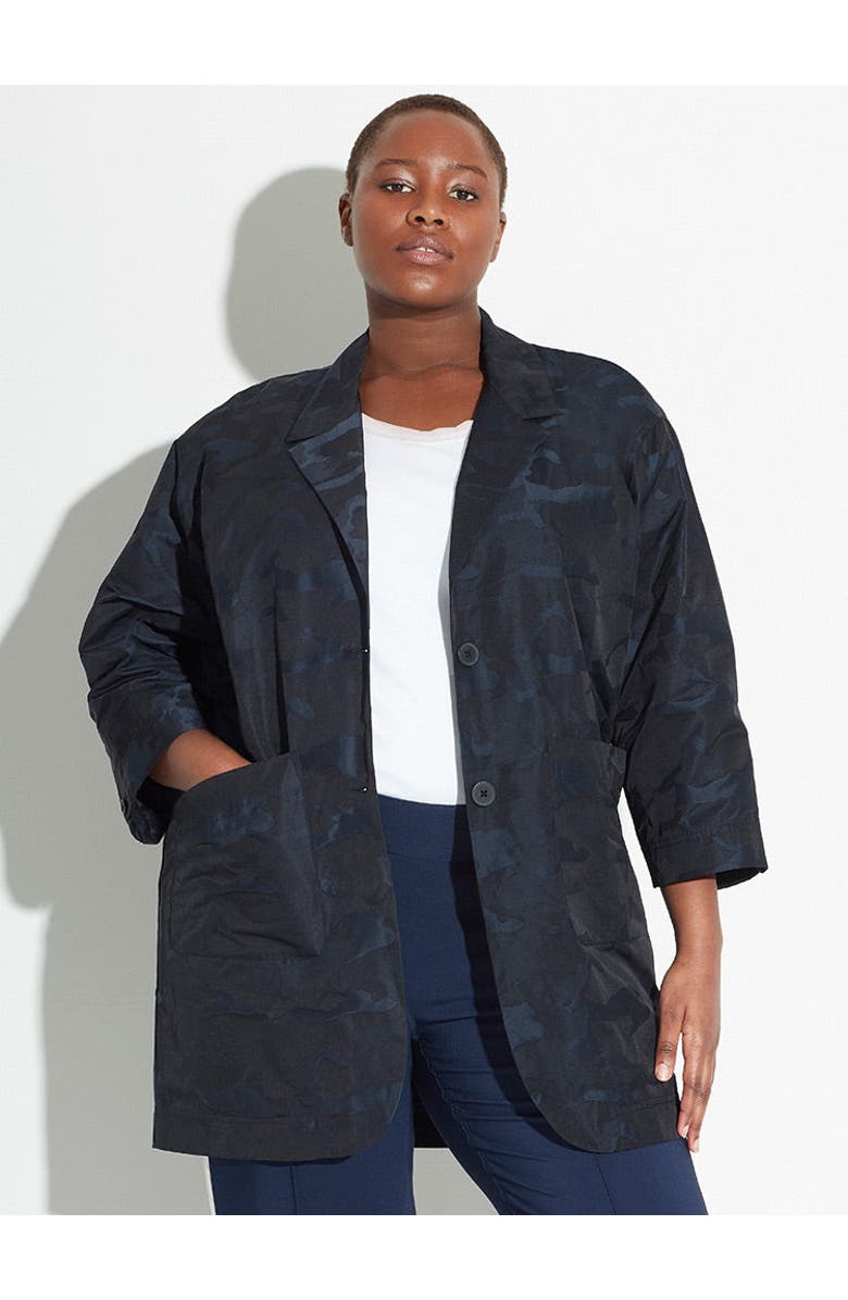 SEE ROSE GO Jacquard Blazer Plus Size, Main, color, Navy Jacquard