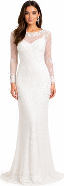 LARA New York Beaded Faux-Wrap V-Neck Bridal Gown