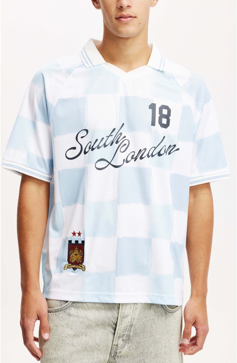 Cotton On Men's Soccer Jersey, Main, color, White Baby Blue South London