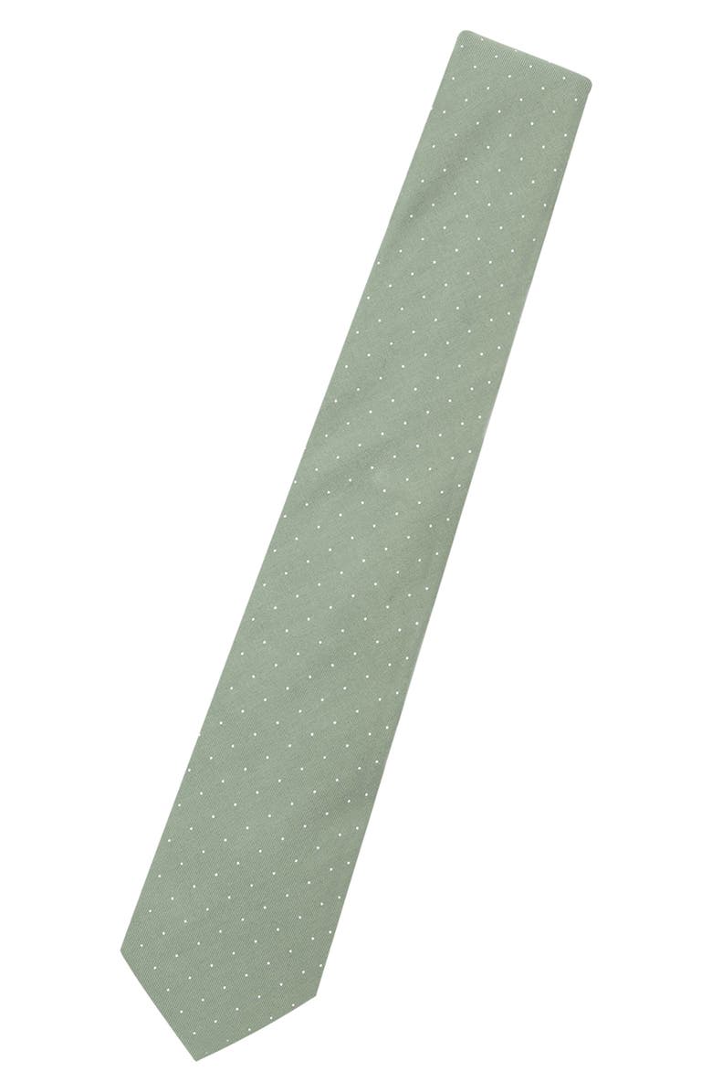 CONSTRUCT Dot Print Satin Tie, Alternate, color, Ivy