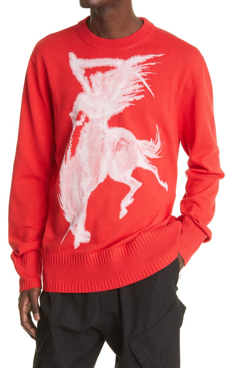 Givenchy Gothic Print Cotton Sweater, Alternate, color, 