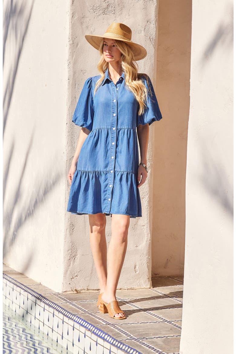 Tiered Denim Shirtdress, Alternate, color, BLUE