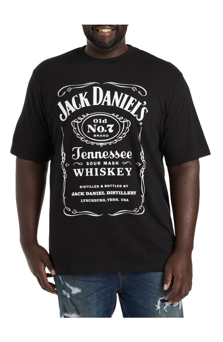 True Nation by DXL Big & Tall Jack Daniels Tennessee Whiskey Graphic Tee, Main, color, Black