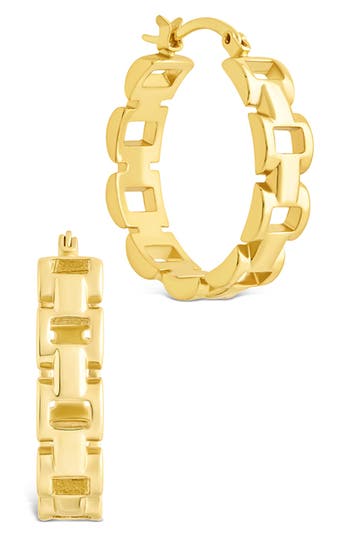 Sterling Forever Haverly Link Hoop Earrings In Gold