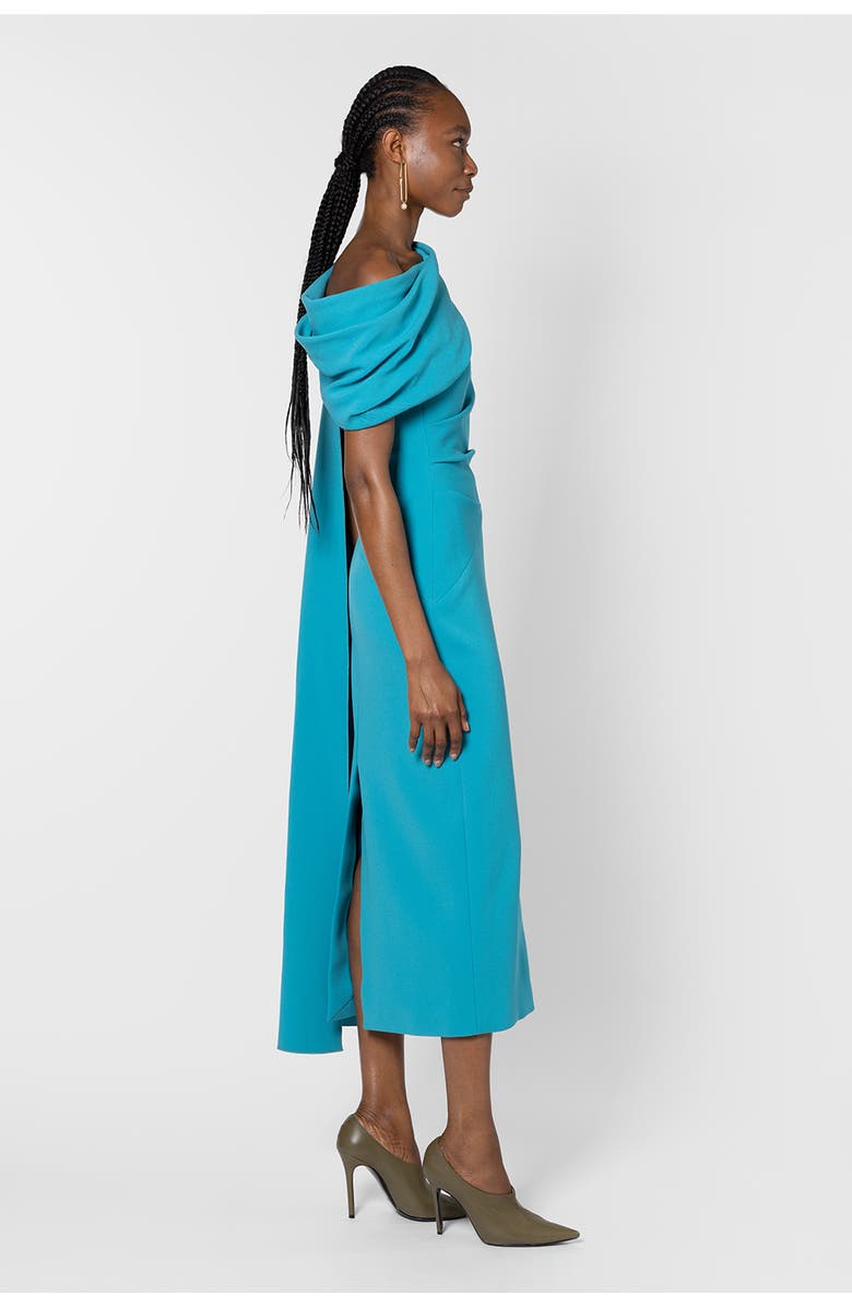 Roksanda Maite One Shoulder Midi Dress, Alternate, color, Azure
