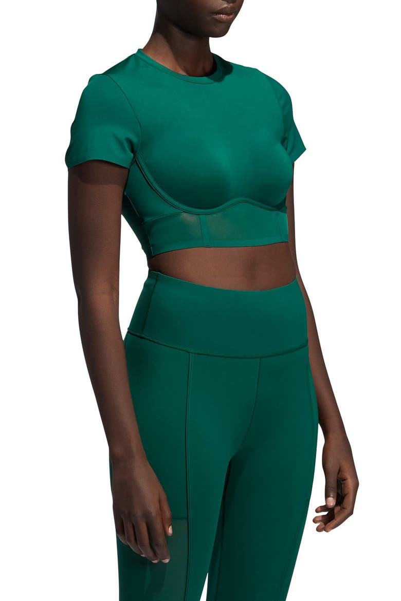 Corset Crop Top, Alternate, color, DARK GREEN