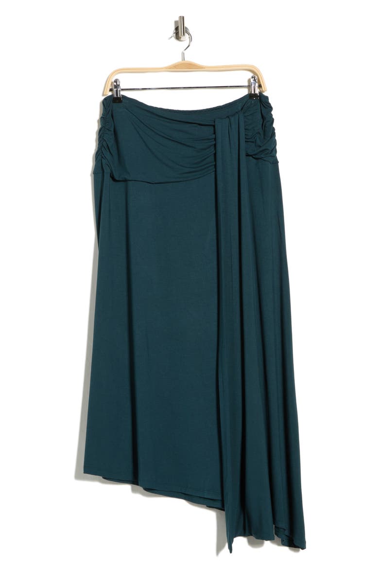 Draped Asymmetric Stretch Modal Midi Skirt, Alternate, color, HUNTER GREEN