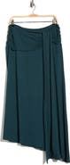 Renee C Draped Asymmetric Stretch Modal Midi Skirt