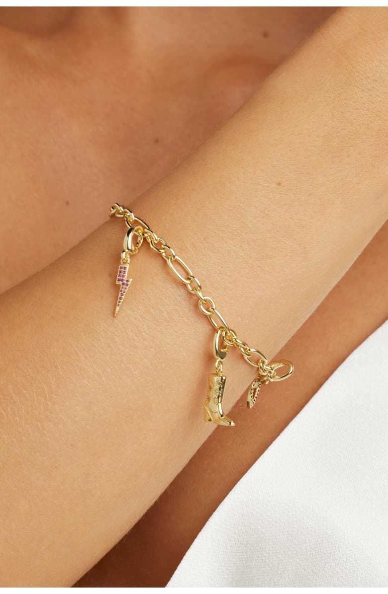 Untamed Petals Lightning Bolt Charm, Alternate, color, Gold