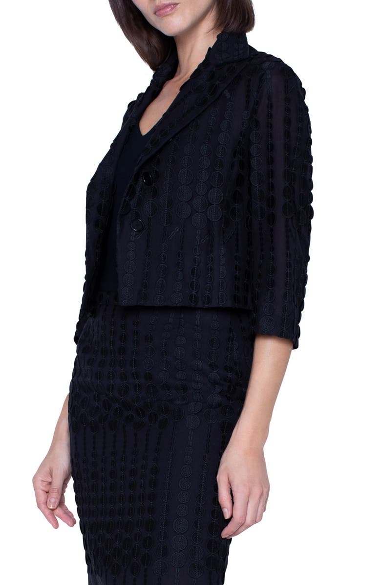 Akris punto Embroidered Dot Crop Cotton Blend Jacket, Alternate, color, 