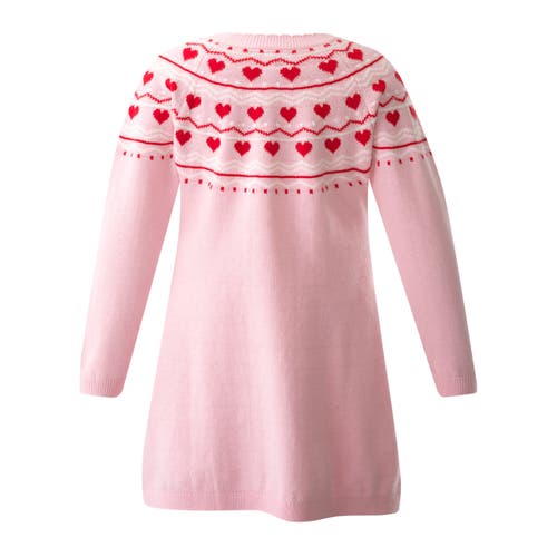 Rachel Riley Heart Knit Dress In Pink
