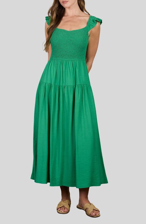 Sweetheart Smocked Maxi Dress