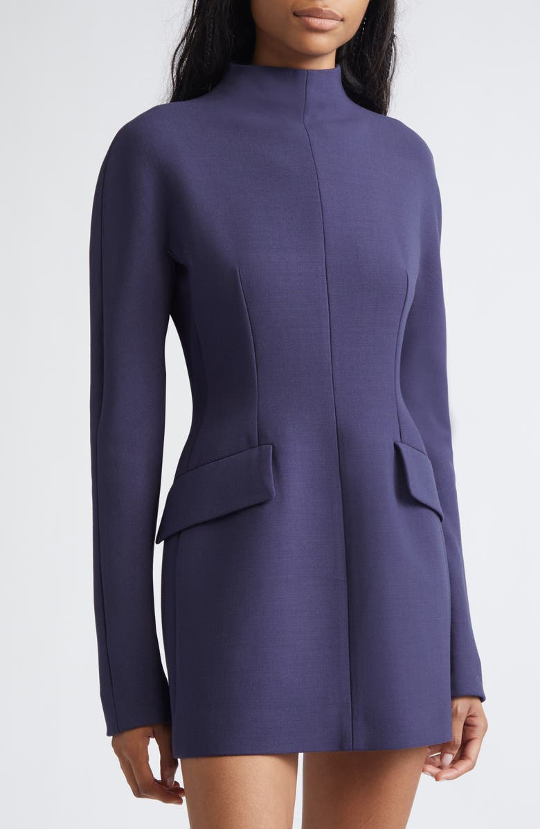 SPORTMAX Tefrite Long Sleeve Stretch Gabardine Sheath Dress, Alternate, color, Midnight Blue