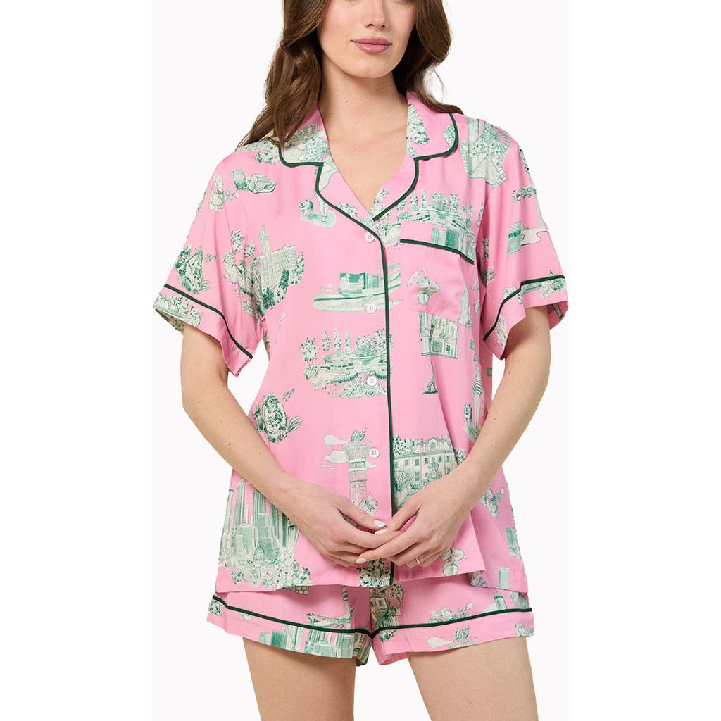 Katie Kime Atlanta Toile Shorts Set In Pink