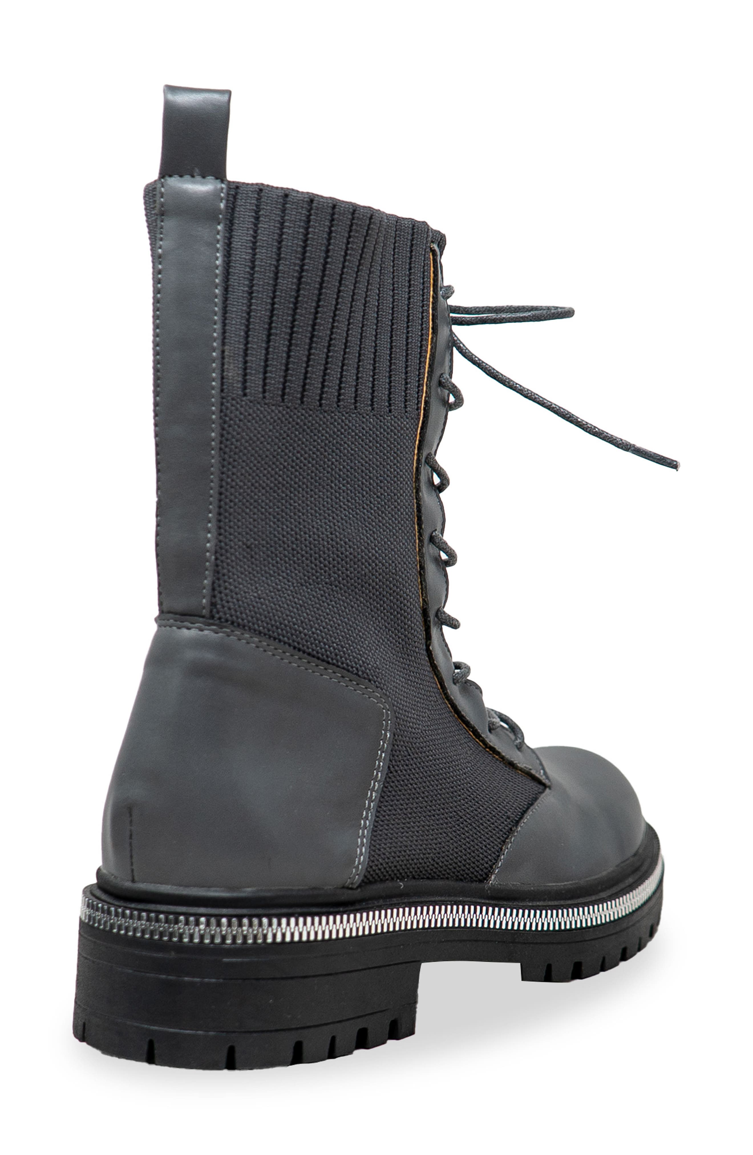 CHASE AND CHLOE Zipper Trim Knit Boot, Alternate, color, Dark Grey