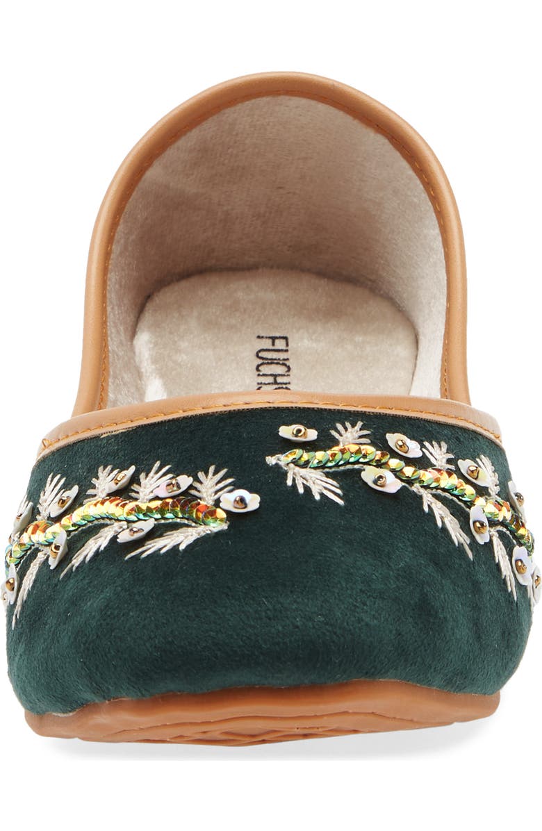 FUCHSIA Rania Embroidered Jutti Flat, Alternate, color, Green