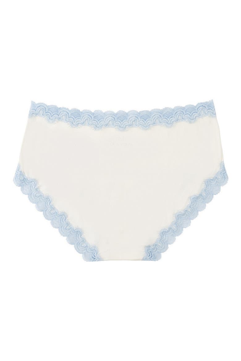 Soft Silk Lace Trim Silk Briefs, Alternate, color, WHITE WITH SKY BLUE