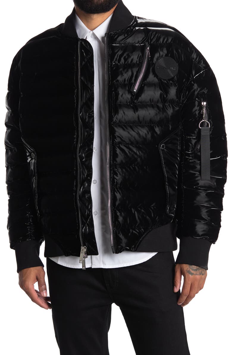 KARL LAGERFELD PARIS Liquid Quilted Bomber Jacket, Main, color,