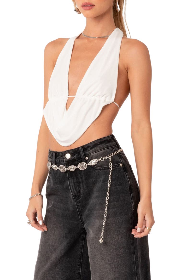 Open Back Crop Top, Alternate, color, WHITE