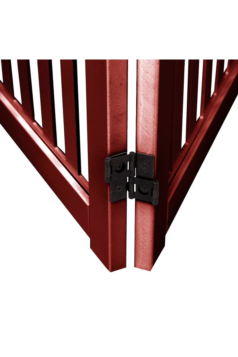 4 Panel Dog Wooden Foldable Gate, Mahogany, Alternate, color, Red