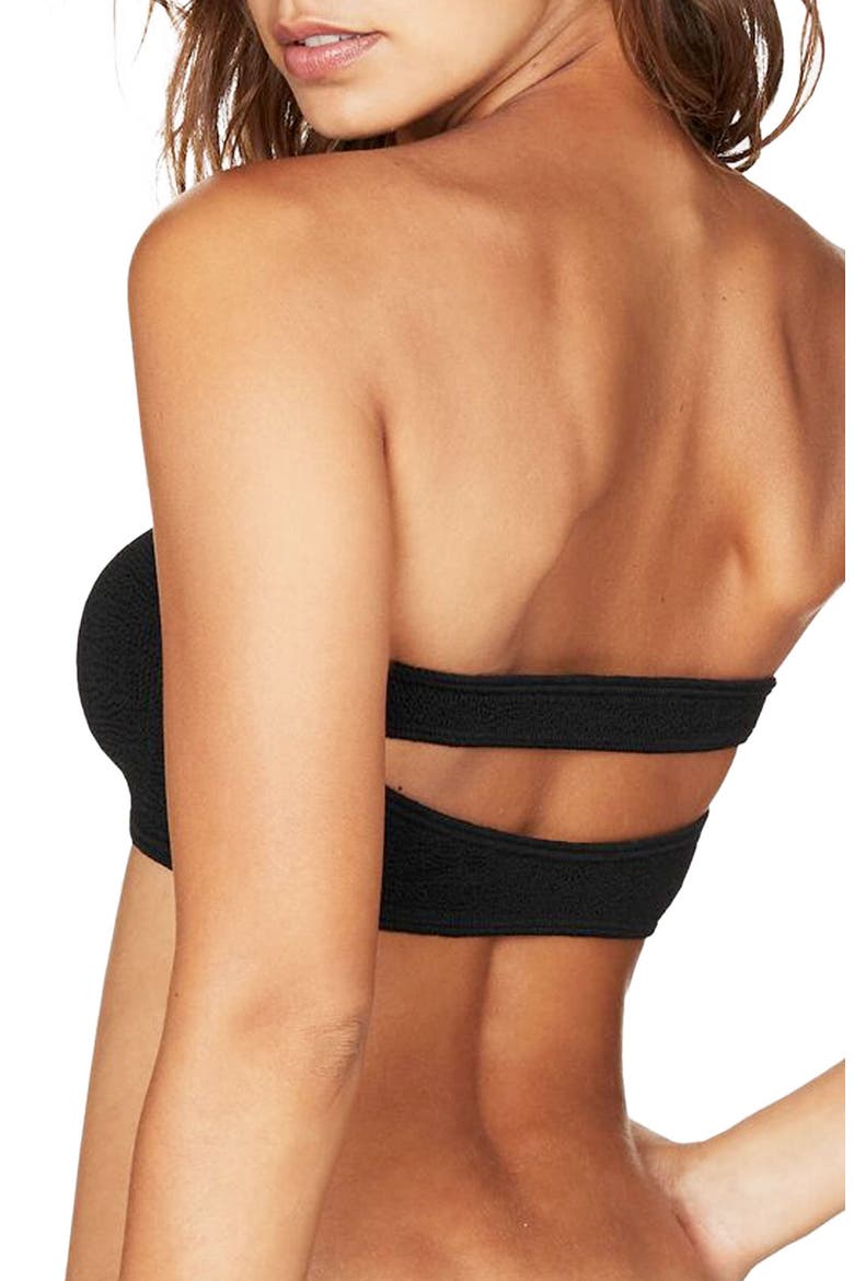 BOUND by Bond-Eye The Seeker Ribbed Bandeau Bikini Top, Alternate, color, BLACK