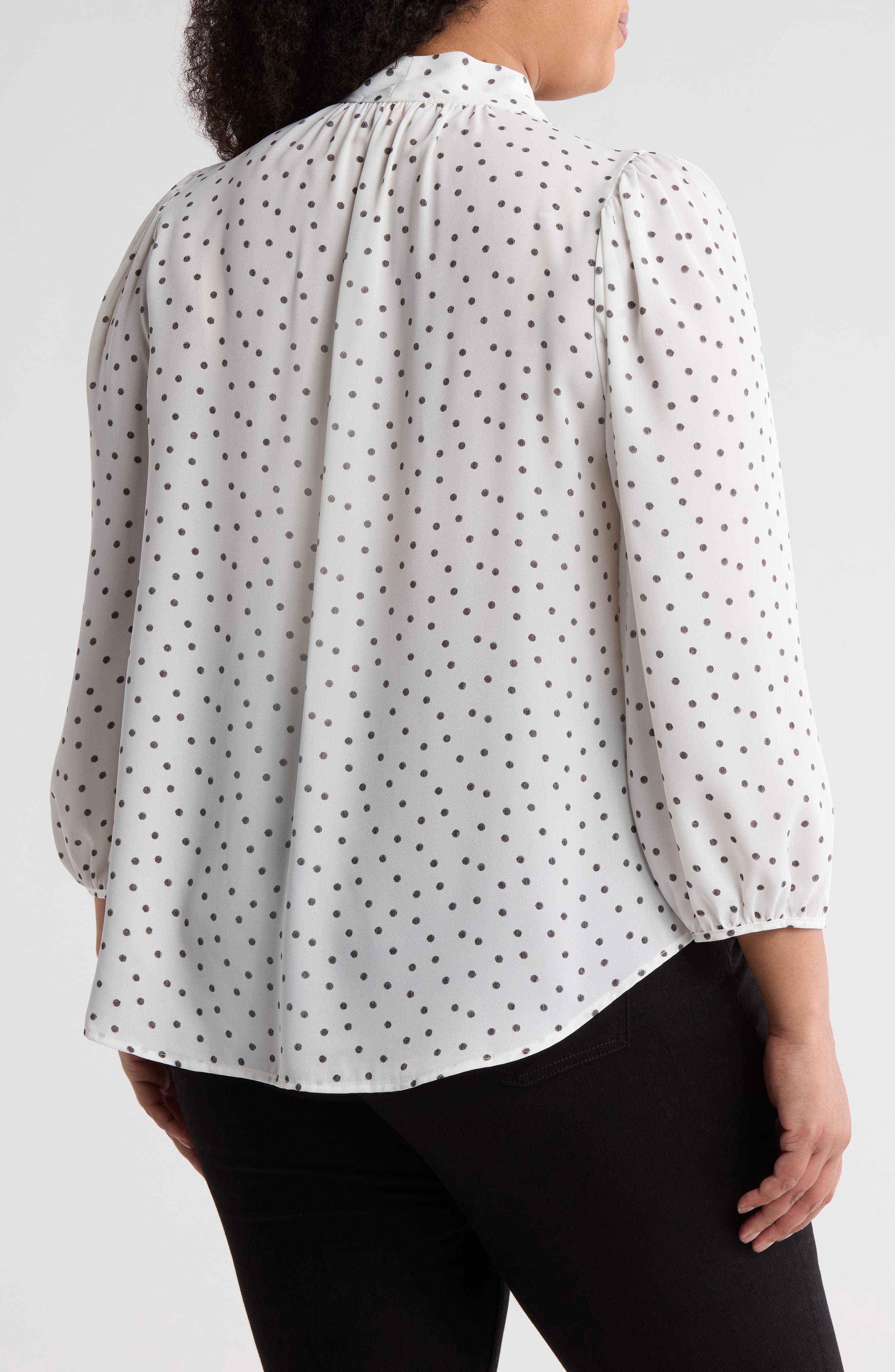 Polka Dot Neck Tie Blouse - image 2