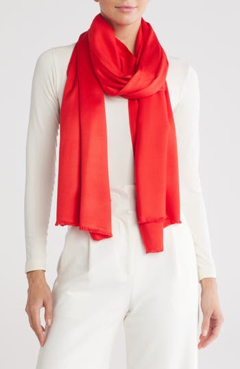 Vince Camuto Oversized Satin Pashmina Wrap In Fiery Red
