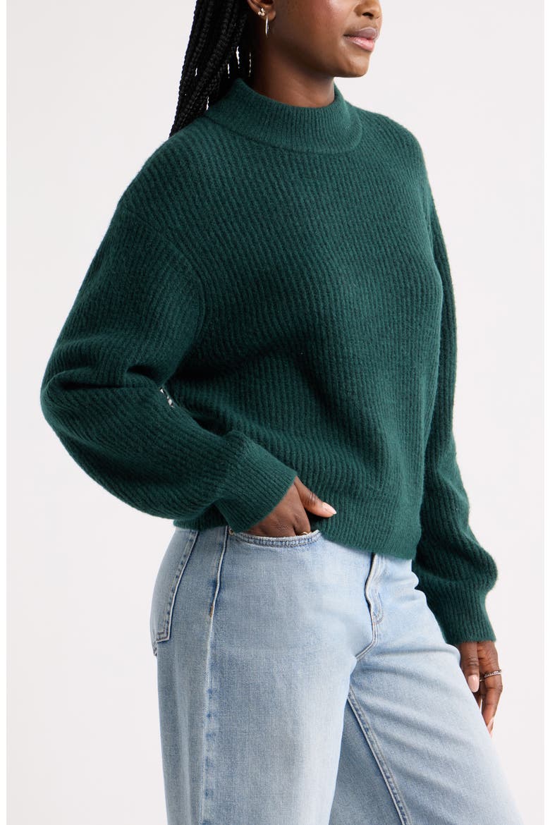 Everyday Easy Mock Neck Sweater, Alternate, color, GREEN PONDEROSA