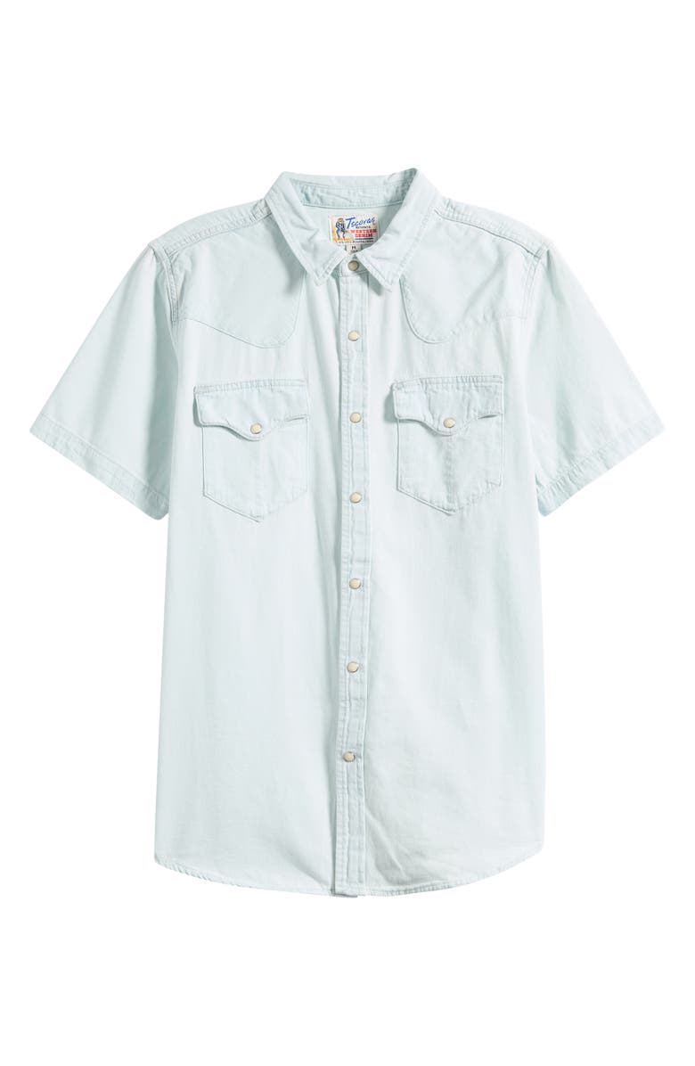 Tecovas Short Sleeve Denim Snap-Up Shirt, Alternate, color, Ultra Light