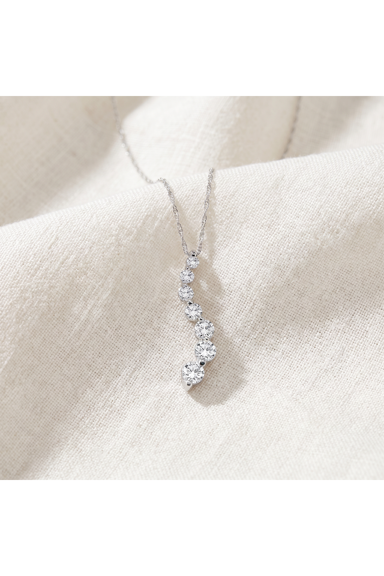 1/2Ct Diamond Journey Pendant 18" Women's Necklace Lab Grown 3/4" Tall, Alternate, color, Silver