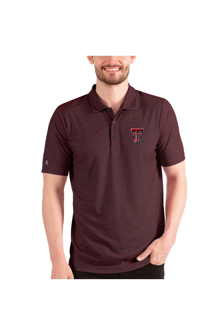 Men's Antigua Heathered Black/Red Texas Tech Red Raiders Esteem Polo, Main, color, Heather Black