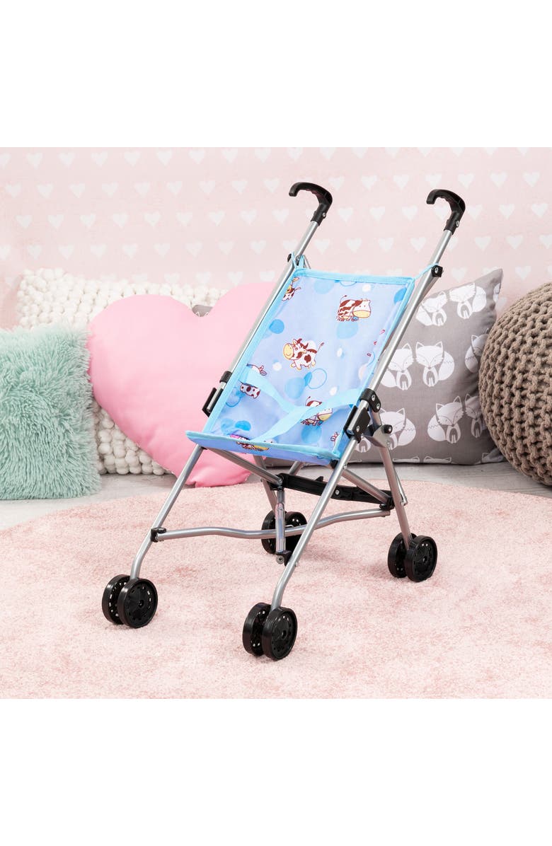 Bayer Design Bayer Buggy Umbrella Stroller - Blue & Cows, Accessory for Dolls Up to 18", Foldable, Playful Design, Seat Belt, Kids Toy, Ages 3+, Alternate, color, Multicolored