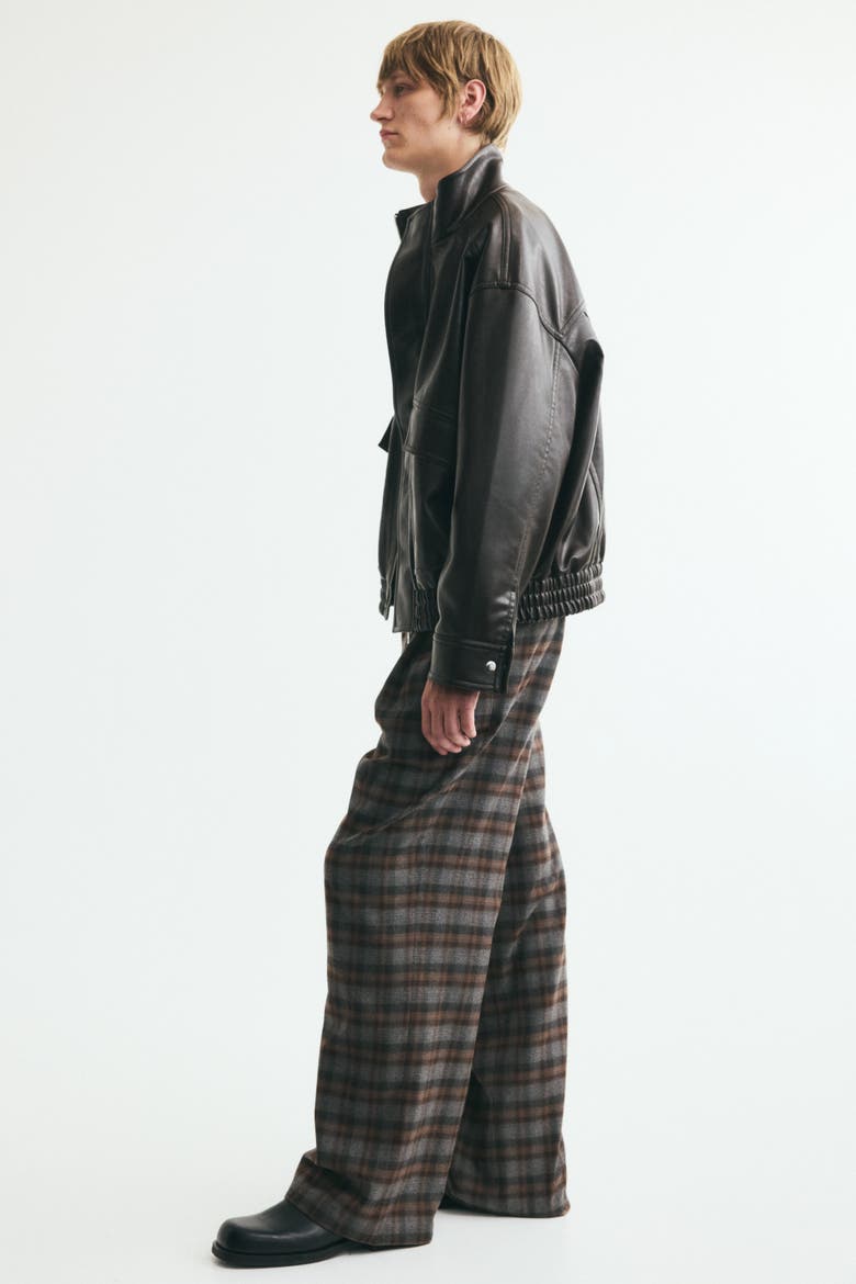 Oversized Wide-leg Tailored Pants, Alternate, color, Gray/plaid