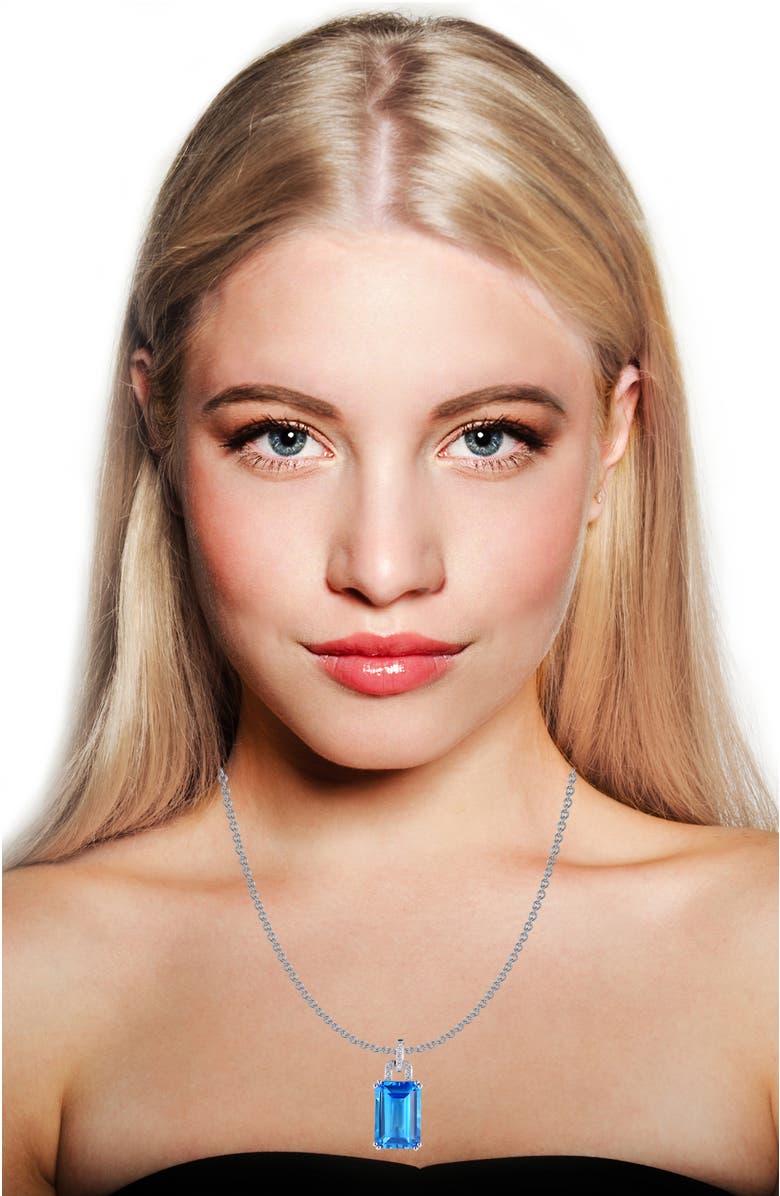 Kahn High Jewelry Swiss Blue Topaz Necklace with Diamonds, Alternate, color, Swiss Blue