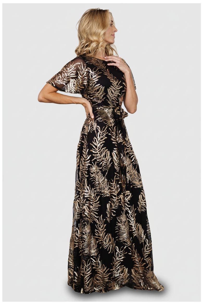 Muse Sequin Maxi Dress, Alternate, color, Black + Gold