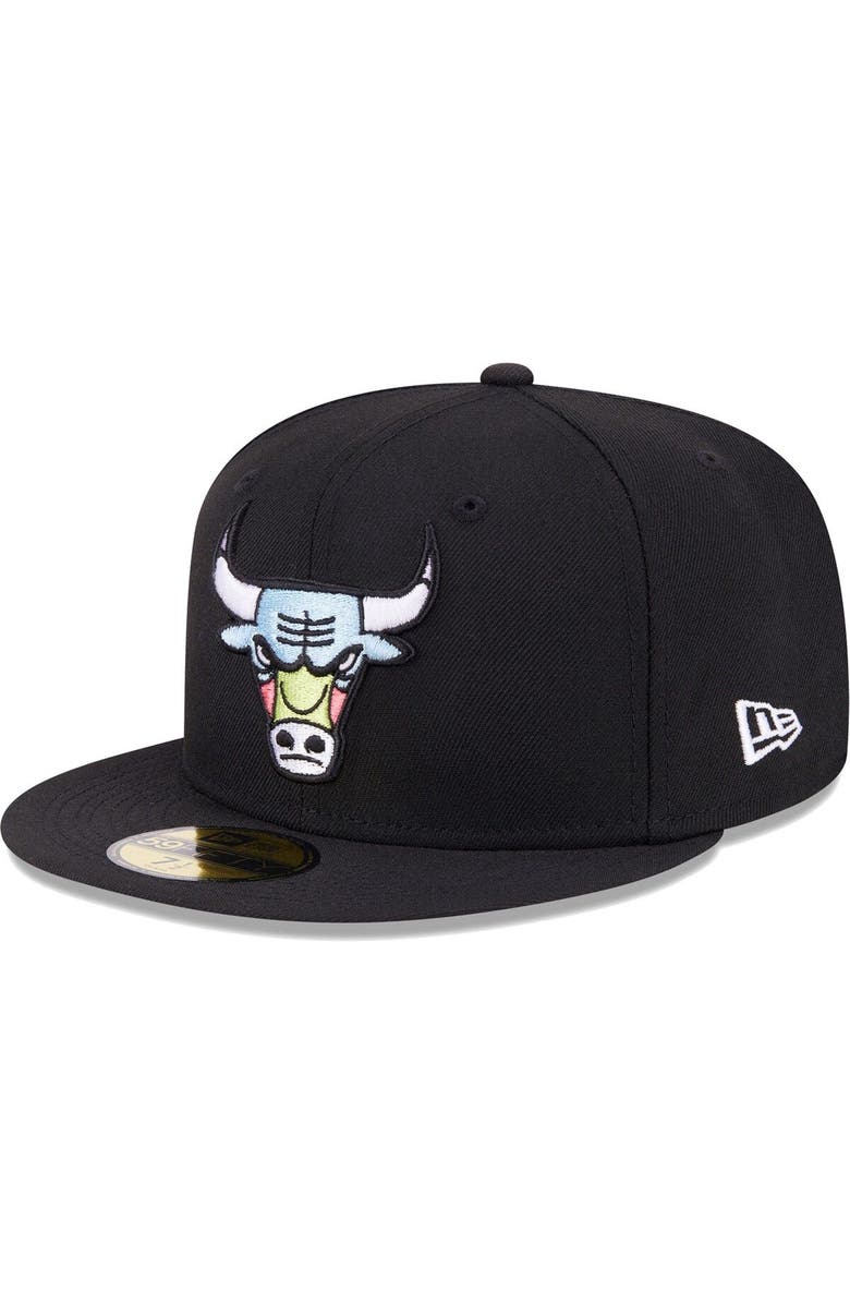 New Era Men's New Era Black Chicago Bulls Color Pack 59FIFTY Fitted Hat, Alternate, color, 