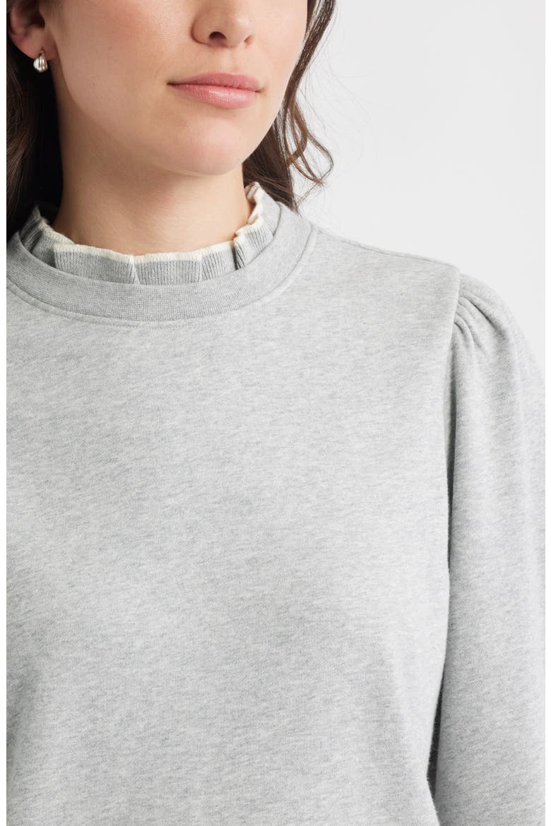 Ruffle Crewneck Sweatshirt, Alternate, color, GREY HEATHER