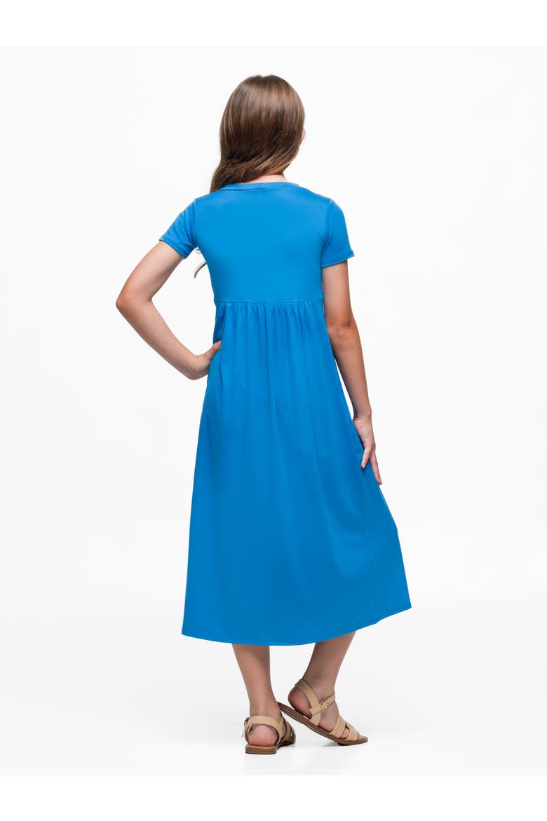 Short Sleeve Pleated Midi Dress, Alternate, color, Turquoise