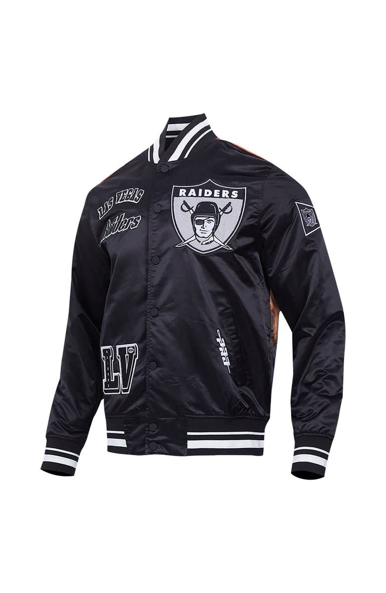 PRO STANDARD Men's Pro Standard Black Las Vegas Raiders Sublimated Satin Full-Snap Jacket, Alternate, color, Black