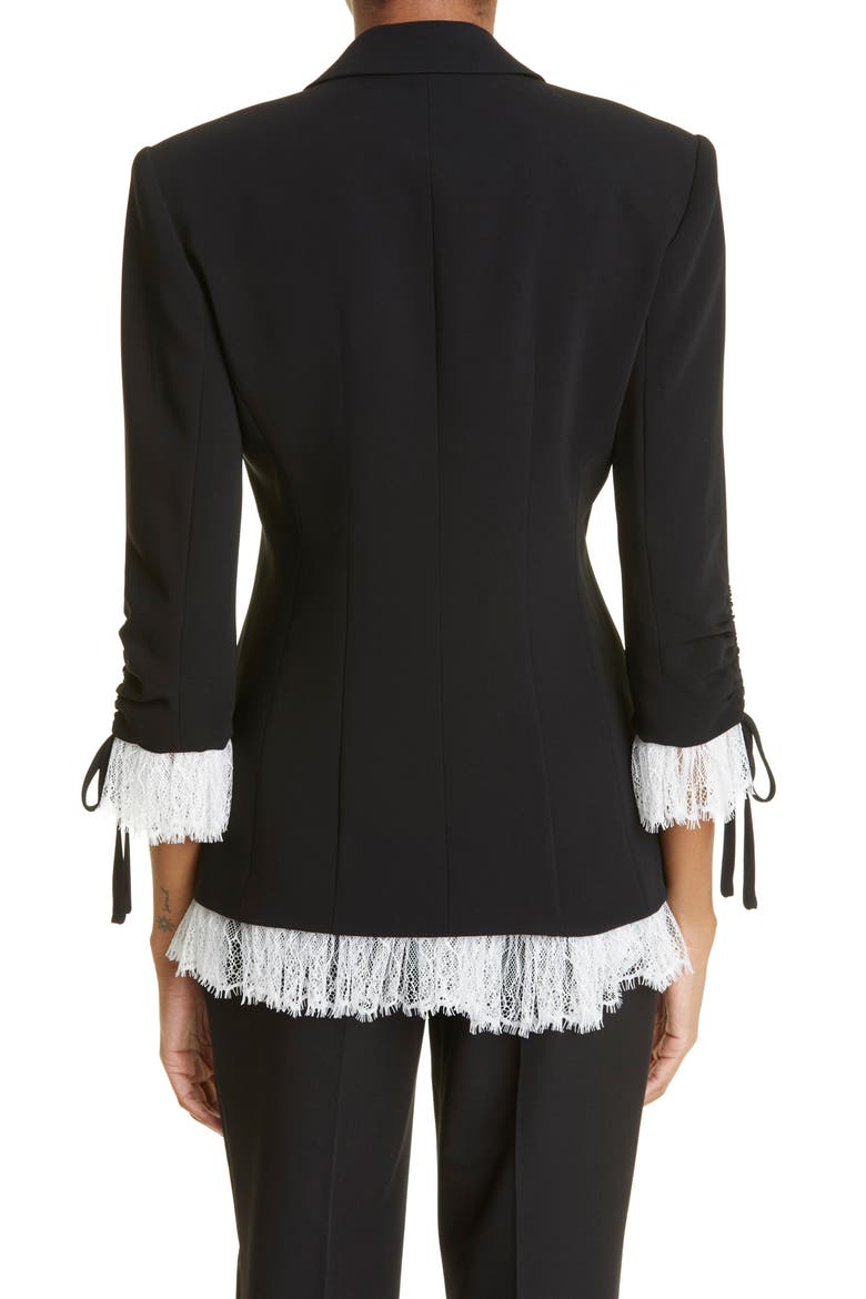 Roxie Lace Trim Blazer, Alternate, color, BLACK/ IVORY