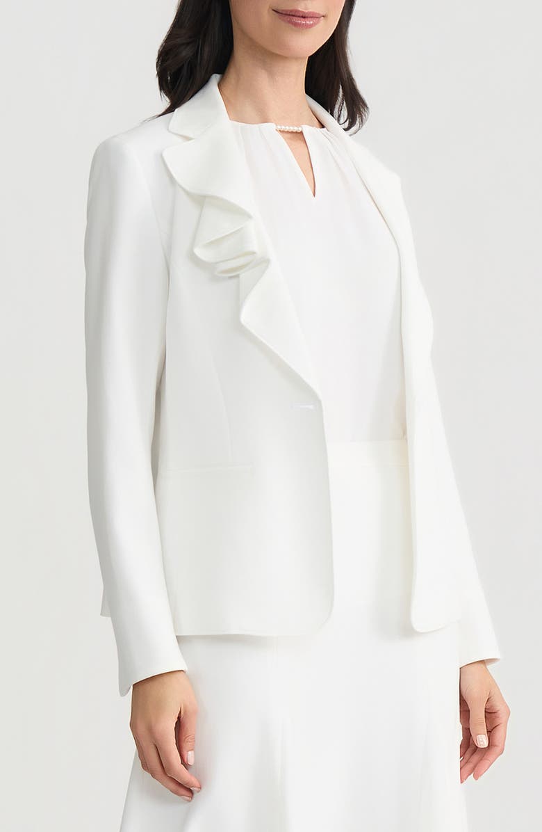 KASPER Ruffle Lapel Jacket, Alternate, color, Lily White
