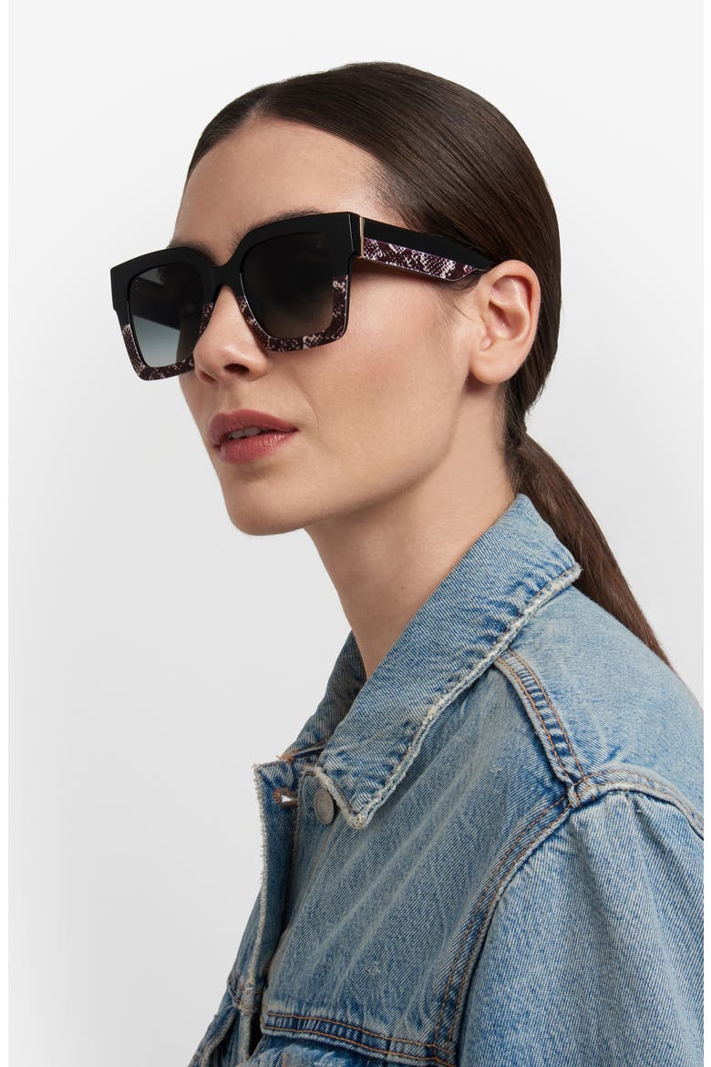 51mm Gradient Square Sunglasses, Alternate, color, BLACK BLACK WHITE