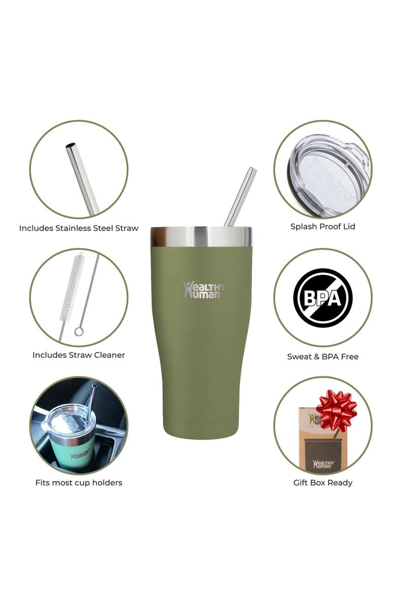 Healthy Human Stainless Steel Tumbler 
Lid, 32 oz Olive, Alternate, color, Green