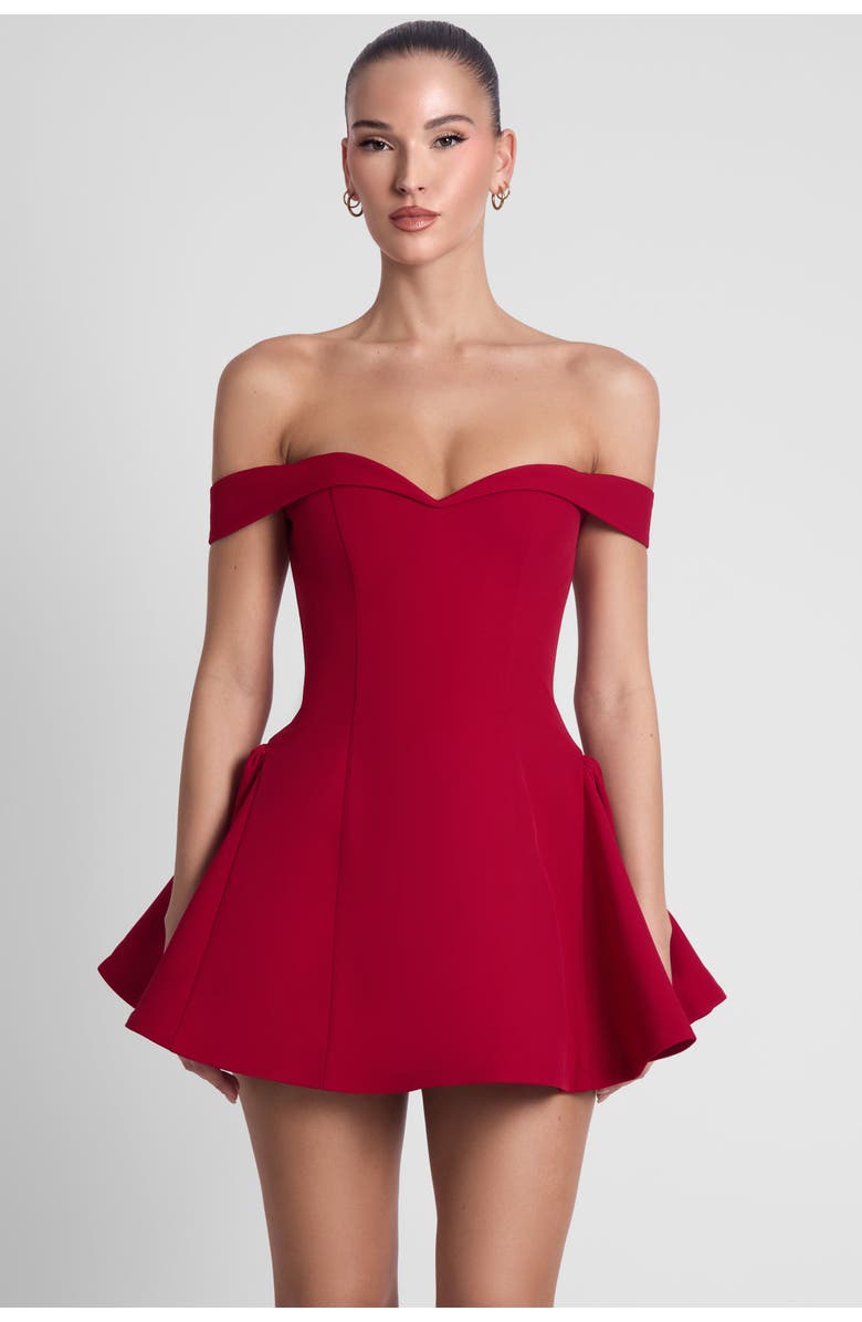LEAU Raquel Babydoll Corset Mini Dress, Main, color, Red
