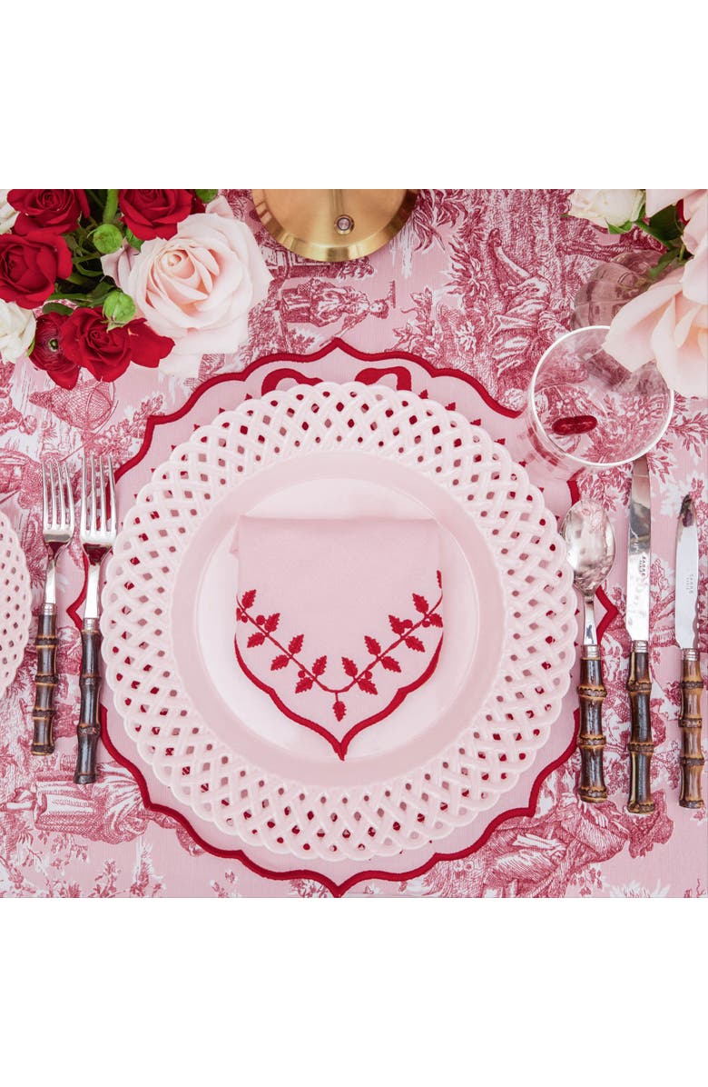 Mrs. Alice Pink & Red Laurel Napkins, Alternate, color, Pink